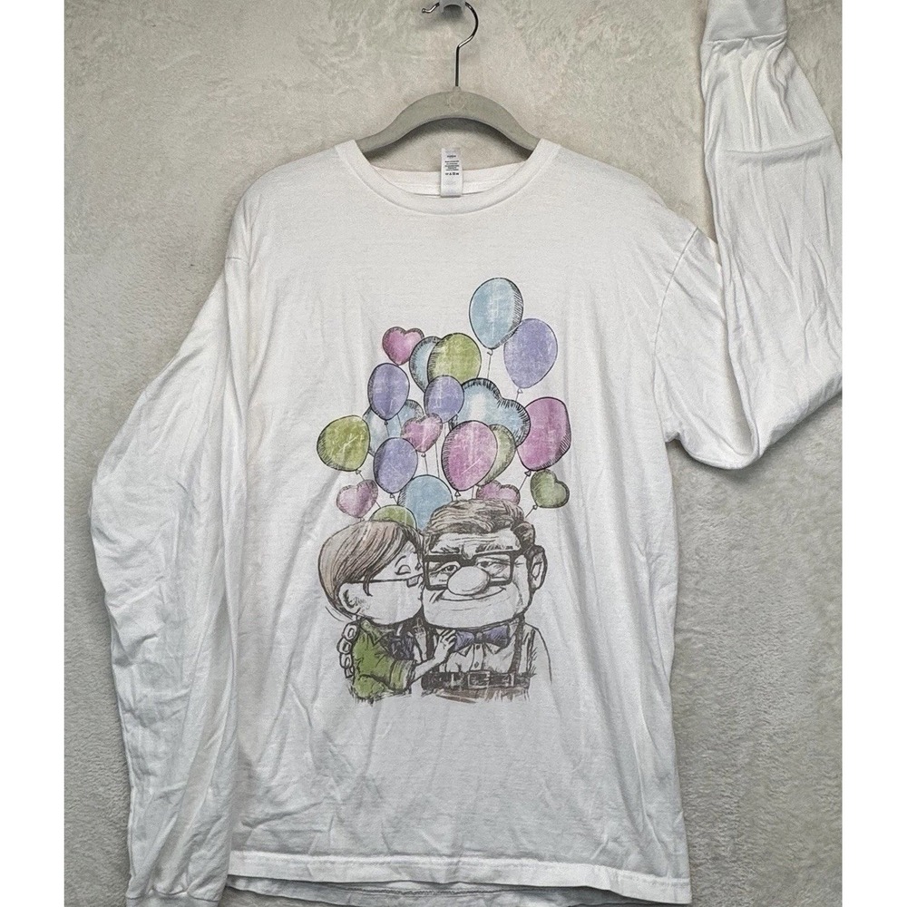 Disney Pixar Up Long Sleeve T Shirt Women's M Carl Ellie Balloons Graphic White